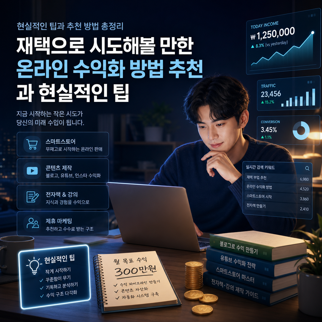 재택으로 시도해볼 만한 온라인 수익화 방법 추천과 현실적인 팁